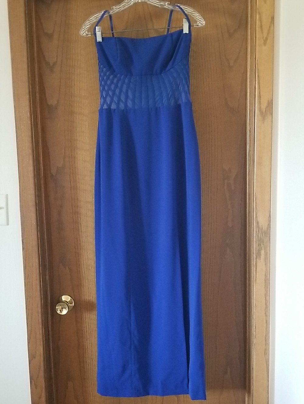 Classy And Striking Royal Blue Spaghetti-Strap Prom Gown
